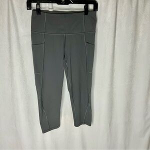 Heathyoga Women's Gray Workout Capris with Pockets Tummy Control Size Small